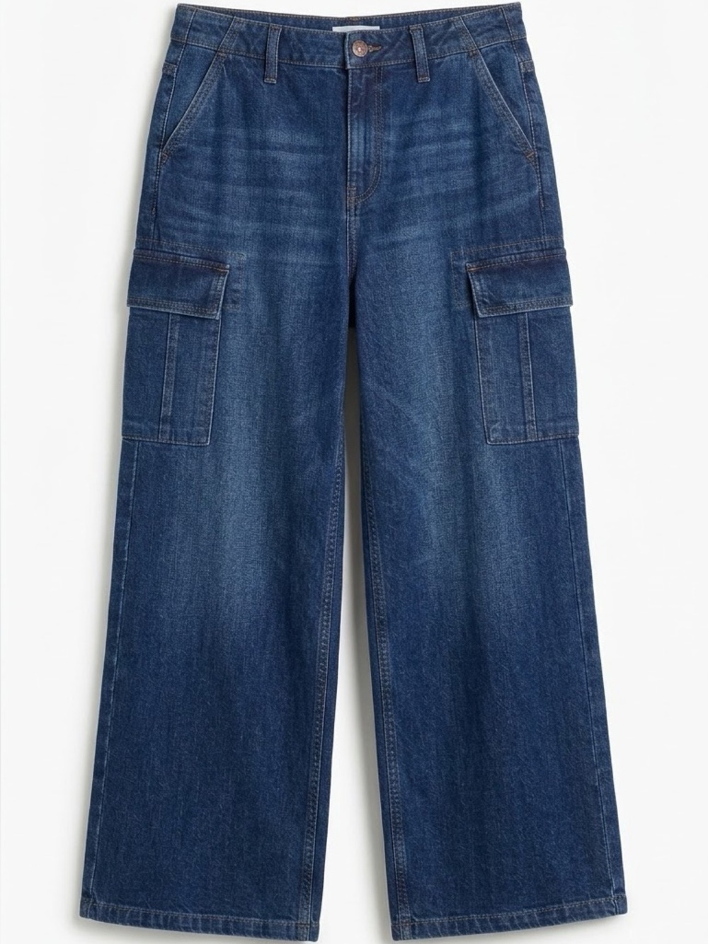 Ardene EightyTwo High Rise Wide Leg Cargo Jeans Blue Denim Women’s 9